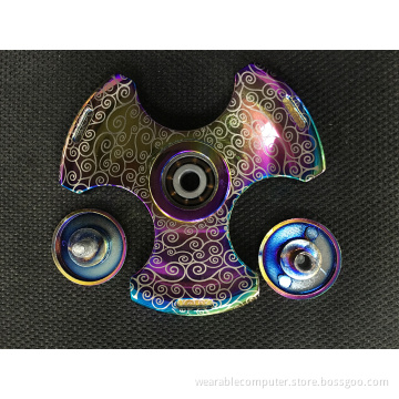 Hot sale zinc alloy fidget hand tri spinner decompression rainbow metal fidget spinner free sample fidget toys